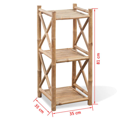 Étagère à 3 niveaux carré bambou