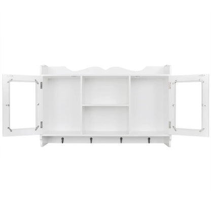 Vitrine murale avec étagère de Livre / DVD / Verre en MDF Blanc