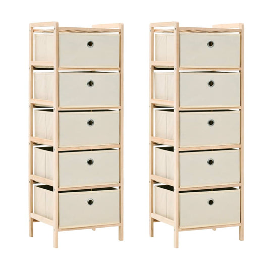 Étagères de rangement avec 5 paniers en tissu 2 pcs beige cèdre
