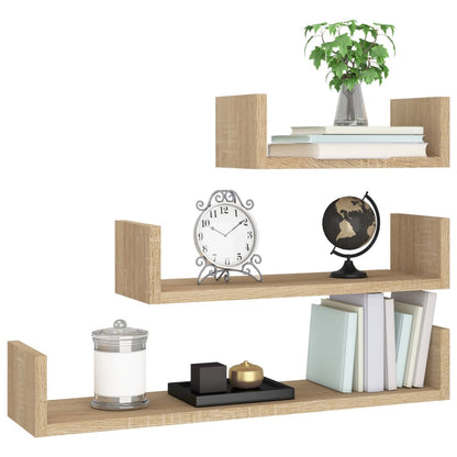 Étagères murales 3 pcs Chêne sonoma Bois d'ingénierie