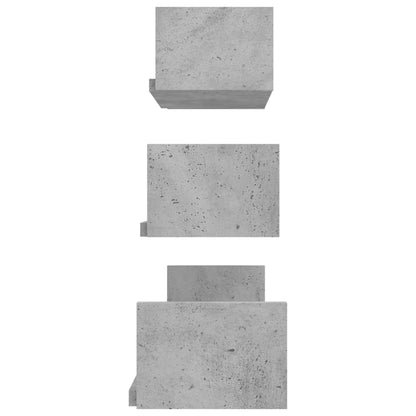 Étagères murales 3 pcs Gris béton Bois d'ingénierie