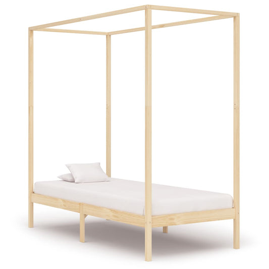 Cadre de lit à baldaquin sans matelas bois massif 90x200 cm