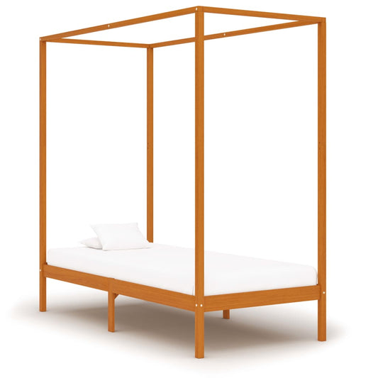 Cadre de lit à baldaquin sans matelas bois massif 90x200 cm