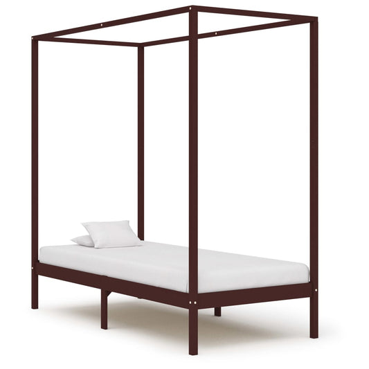 Cadre de lit à baldaquin sans matelas bois massif 90x200 cm