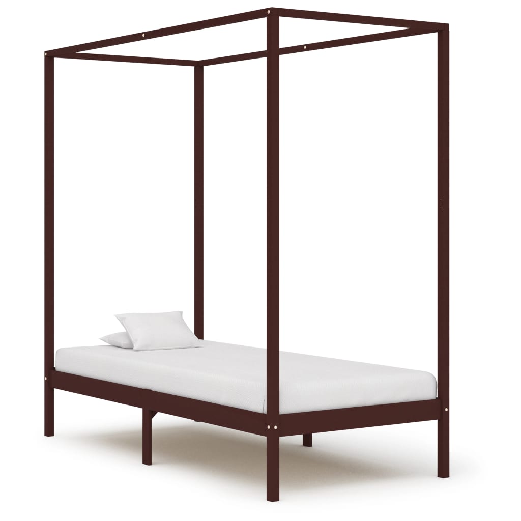 Cadre de lit à baldaquin sans matelas bois massif 100x200 cm