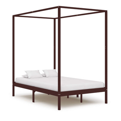 Cadre de lit à baldaquin sans matelas bois massif 120x200 cm