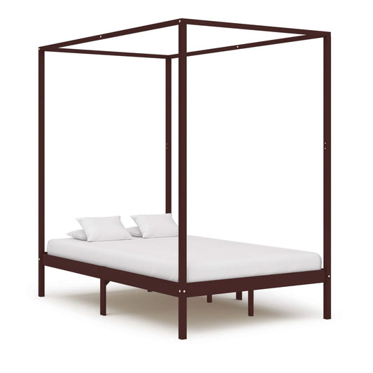 Cadre de lit à baldaquin sans matelas bois massif 120x200 cm