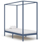 Cadre de lit à baldaquin sans matelas gris bois massif 90x200cm
