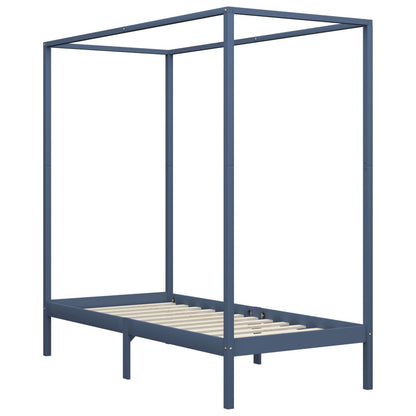Cadre de lit à baldaquin sans matelas gris bois massif 90x200cm