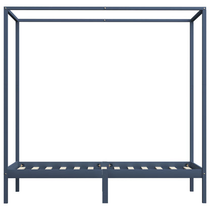 Cadre de lit à baldaquin sans matelas gris bois massif 90x200cm