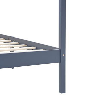 Cadre de lit à baldaquin sans matelas gris bois massif 90x200cm