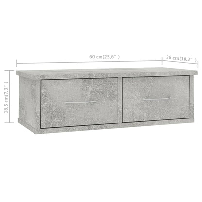 Étagère murale avec tiroirs Gris béton Bois d'ingénierie