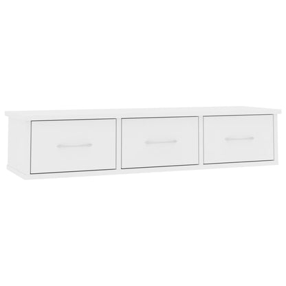 Étagère murale avec tiroirs Blanc 88x26x18,5 cm bois ingénierie