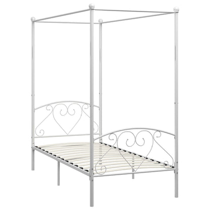 Cadre de lit à baldaquin sans matelas blanc métal 90x200 cm