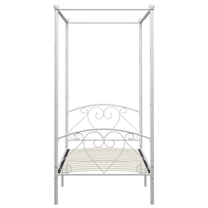 Cadre de lit à baldaquin sans matelas blanc métal 90x200 cm