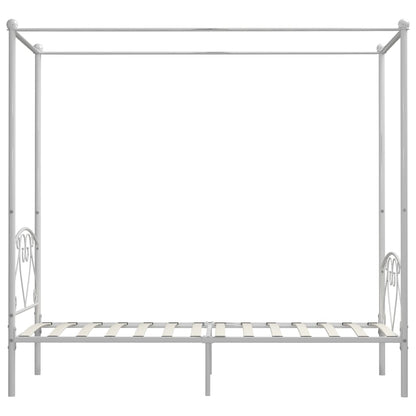 Cadre de lit à baldaquin sans matelas blanc métal 90x200 cm