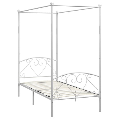 Cadre de lit à baldaquin sans matelas blanc métal 100x200 cm
