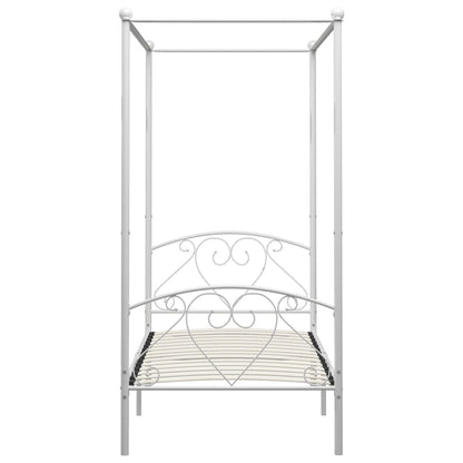 Cadre de lit à baldaquin sans matelas blanc métal 100x200 cm