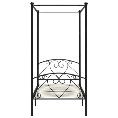 Cadre de lit à baldaquin sans matelas noir métal 90x200 cm