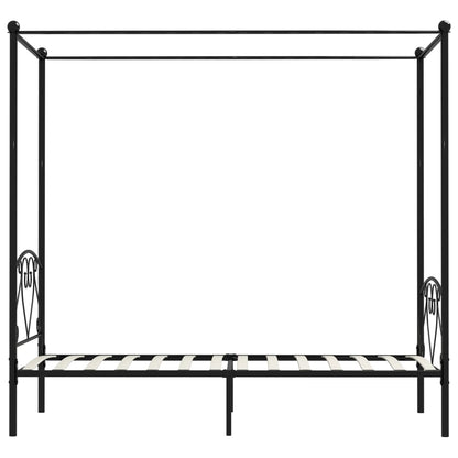 Cadre de lit à baldaquin sans matelas noir métal 90x200 cm