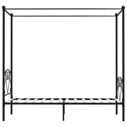 Cadre de lit à baldaquin sans matelas noir métal 120x200 cm
