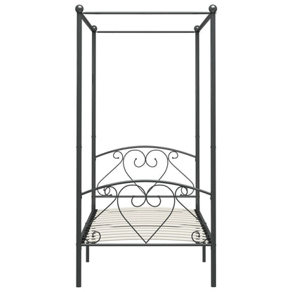 Cadre de lit à baldaquin sans matelas gris métal 90x200 cm