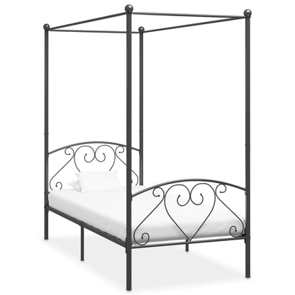 Cadre de lit à baldaquin sans matelas gris métal 100x200 cm