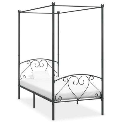 Cadre de lit à baldaquin sans matelas gris métal 120x200 cm