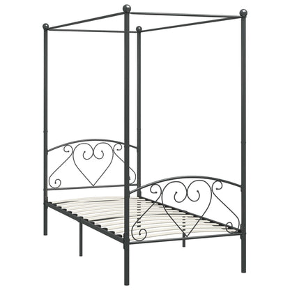 Cadre de lit à baldaquin sans matelas gris métal 120x200 cm