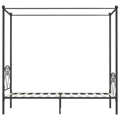 Cadre de lit à baldaquin sans matelas gris métal 120x200 cm