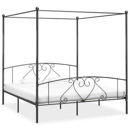Cadre de lit à baldaquin sans matelas gris métal 180x200 cm