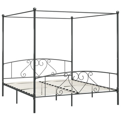 Cadre de lit à baldaquin sans matelas gris métal 180x200 cm