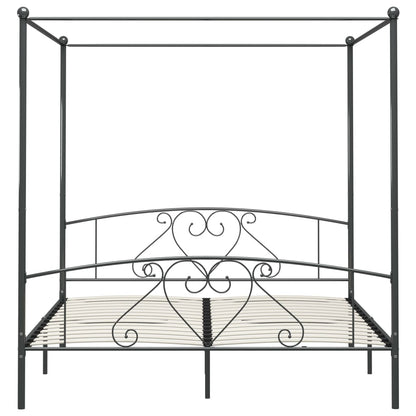 Cadre de lit à baldaquin sans matelas gris métal 180x200 cm