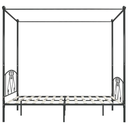 Cadre de lit à baldaquin sans matelas gris métal 180x200 cm
