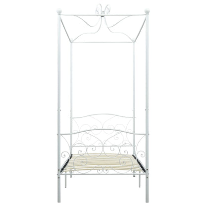 Cadre de lit à baldaquin sans matelas blanc métal 90x200 cm