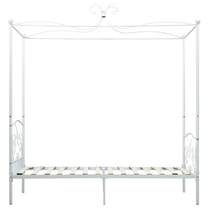Cadre de lit à baldaquin Blanc Métal 100 x 200 cm
