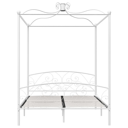 Cadre de lit à baldaquin sans matelas blanc métal 180x200 cm