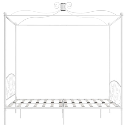 Cadre de lit à baldaquin sans matelas blanc métal 180x200 cm