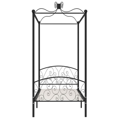 Cadre de lit à baldaquin sans matelas noir métal 100x200 cm