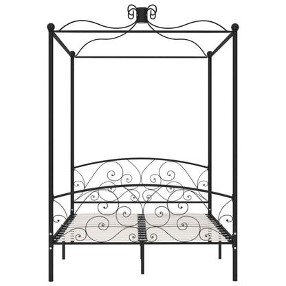 Cadre de lit à baldaquin sans matelas noir métal 120x200 cm