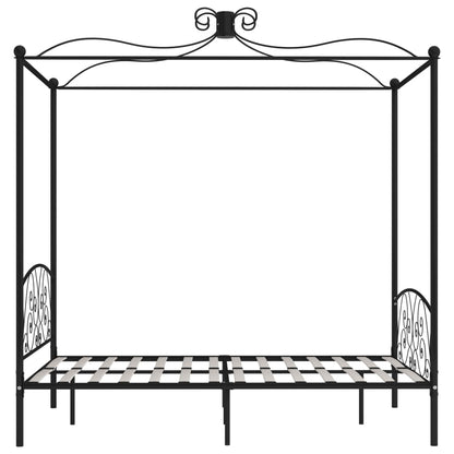 Cadre de lit à baldaquin sans matelas noir métal 120x200 cm