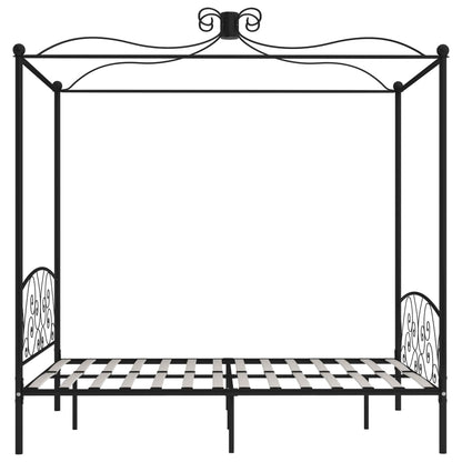Cadre de lit à baldaquin Noir Métal 160 x 200 cm