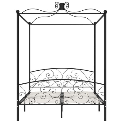 Cadre de lit à baldaquin sans matelas noir métal 180x200 cm