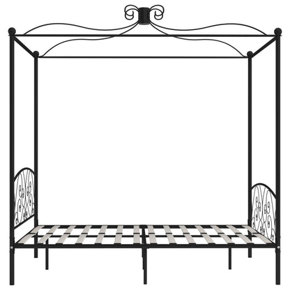 Cadre de lit à baldaquin sans matelas noir métal 180x200 cm
