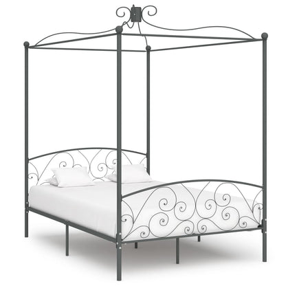 Cadre de lit à baldaquin sans matelas gris métal 120x200 cm