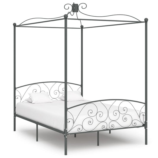 Cadre de lit à baldaquin sans matelas gris métal 120x200 cm