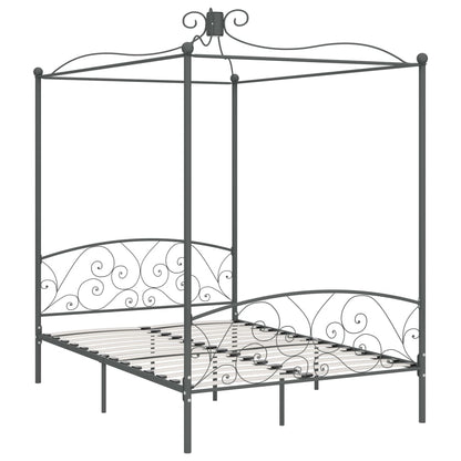 Cadre de lit à baldaquin sans matelas gris métal 120x200 cm