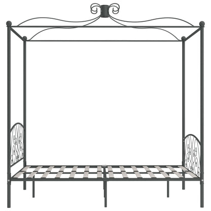 Cadre de lit à baldaquin sans matelas gris métal 120x200 cm