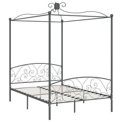Cadre de lit à baldaquin sans matelas gris métal 140x200 cm