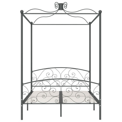 Cadre de lit à baldaquin sans matelas gris métal 140x200 cm